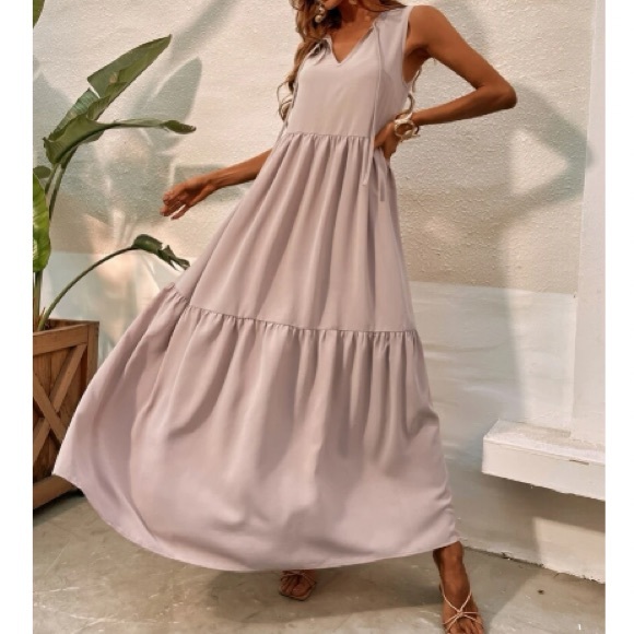 Luxe tie front ruffle hem maxi dress - Picture 13 of 16